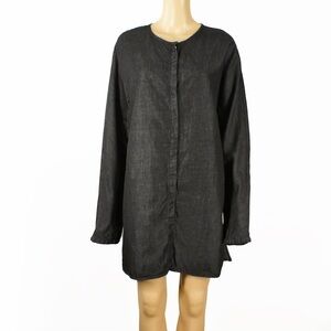 Max Mara S’ Linen Blend Chambray Long Sleeve Button Down Tunic Blouse Top Shirt